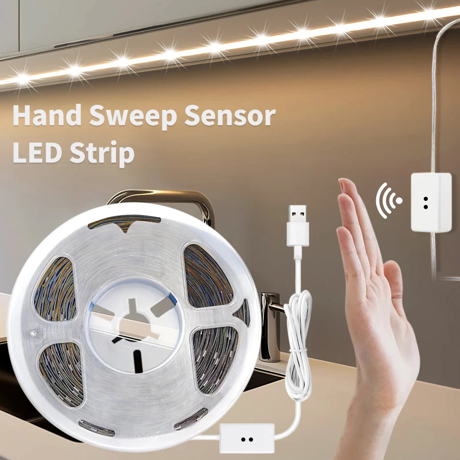 1-10M Led Tape Night Light White Strip Light for Kitchen Cab