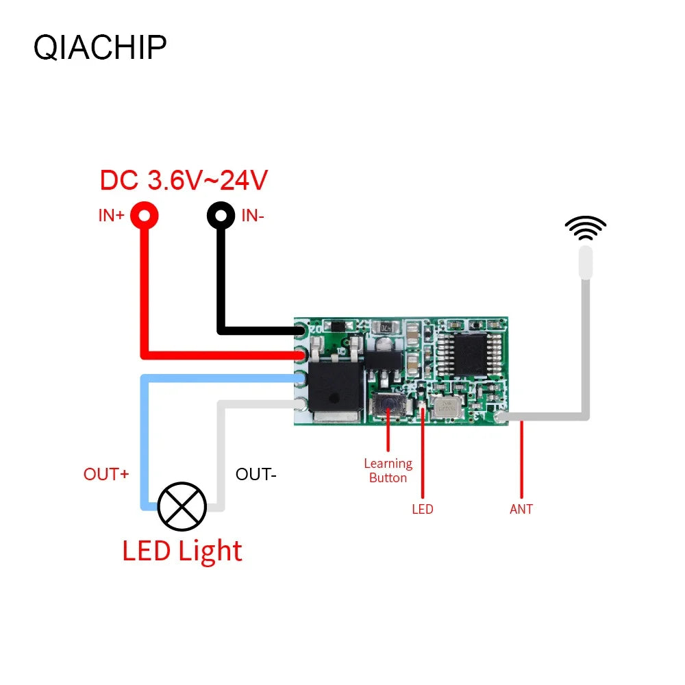 QIACHIP 5-20pcs 433.92Mhz Universal Wireless DC 3.6V-24V Rem