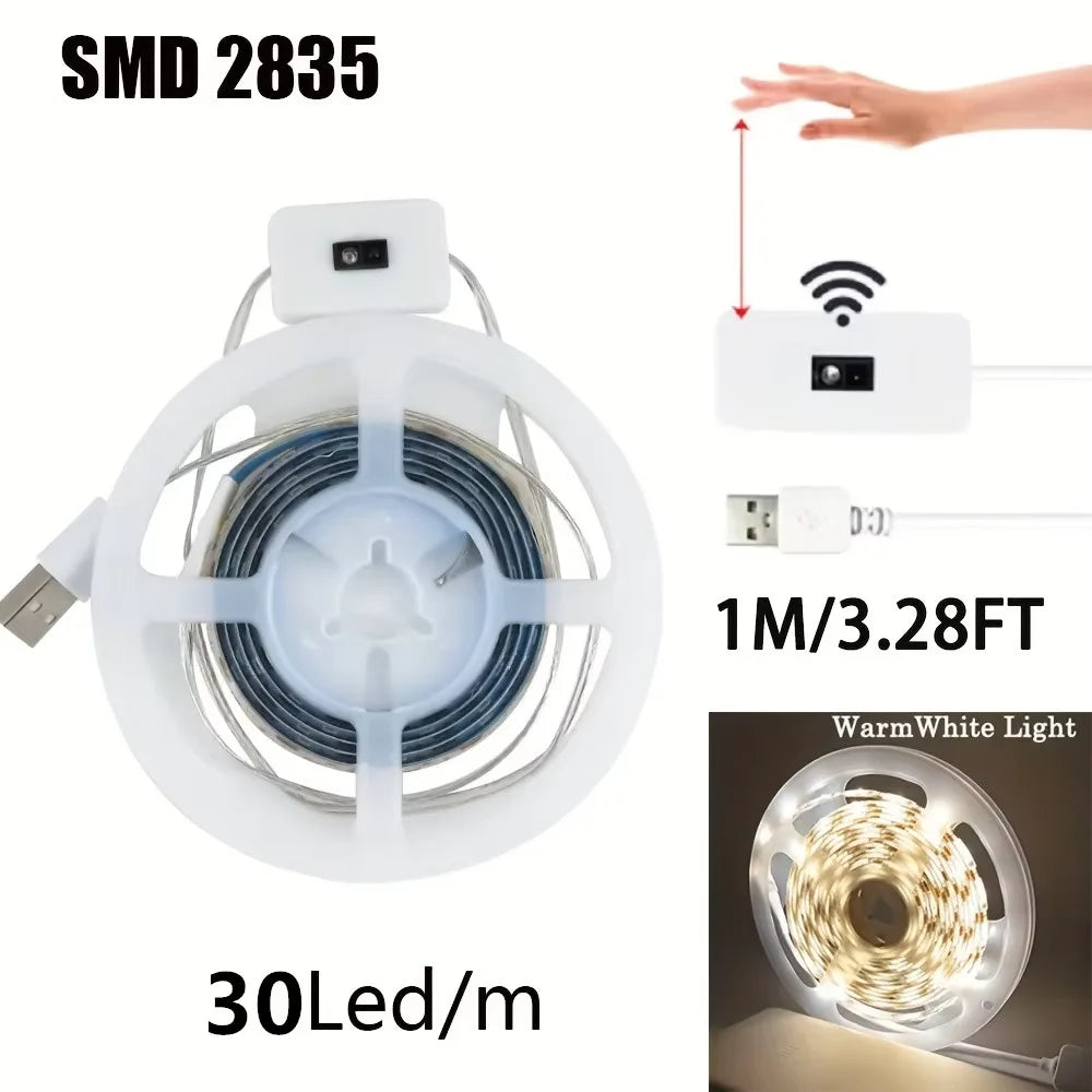 DC 5V USB Motion Backlight LED Light Strip Hand Sweep Waving ON OFF Sensor TV Kitchen Under Cabinet Lamp
