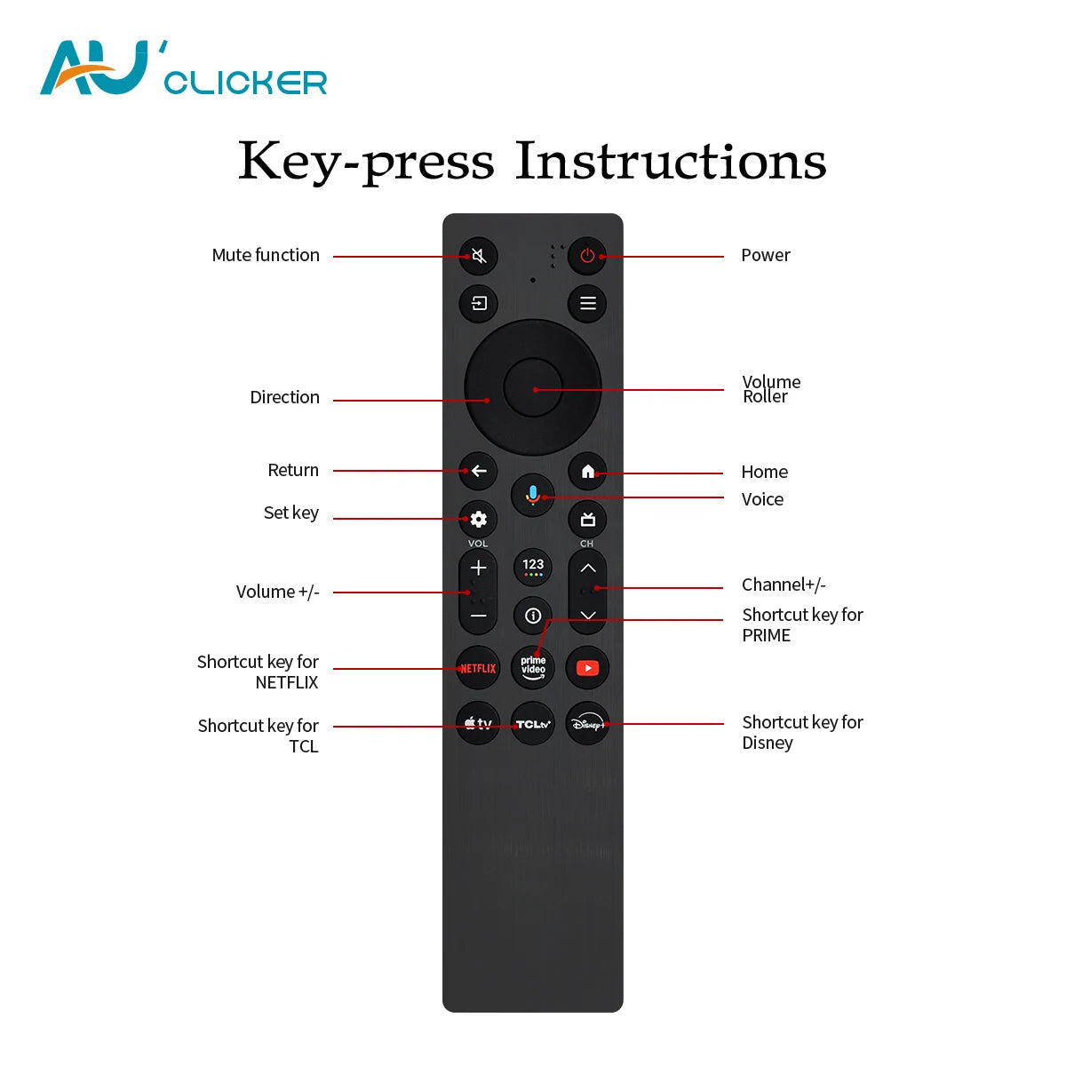 New RC923A FMB1 Replacement Voice Remote Control Fit for TCL
