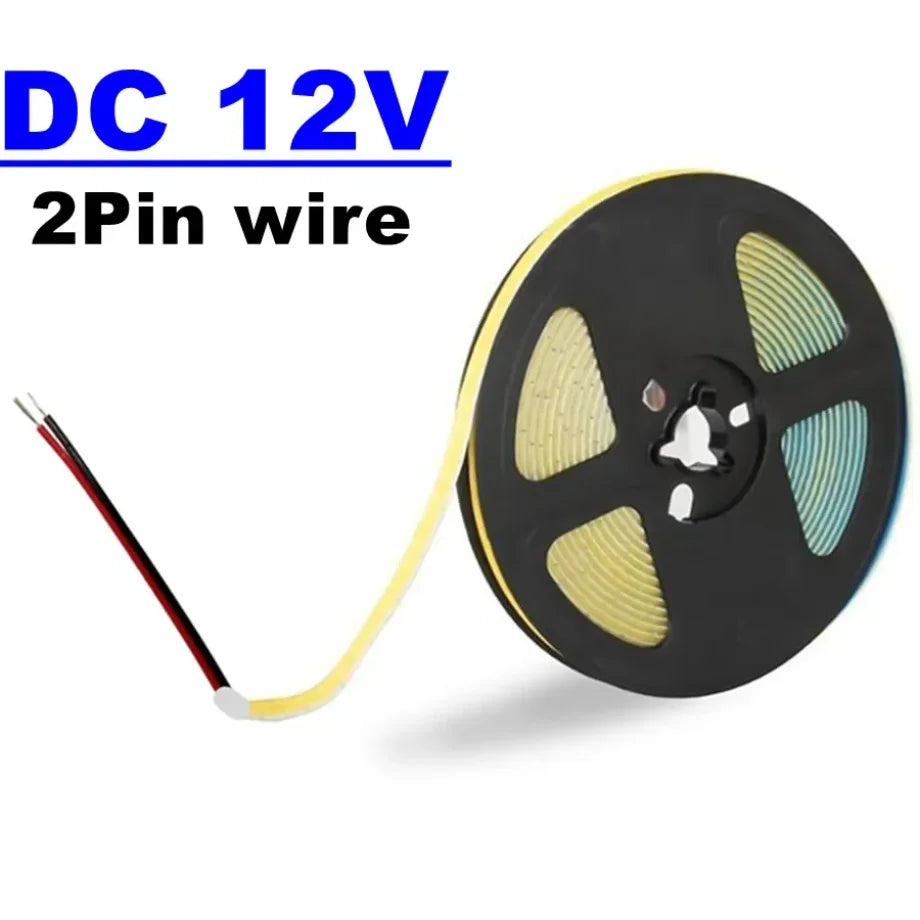 LED Strip DC 5V/12V USB COB 5mm 400Leds/M Flexible Ribbon Rope White Ice Blue Neutral Warm Night Lamp TV Backlight