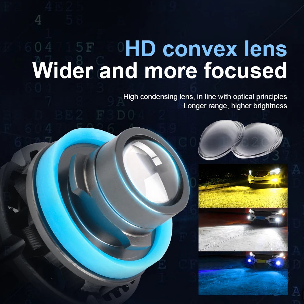 2Pcs Car Laser H8 H11 h7 HB4 9006 LED Light Bulb Project Len