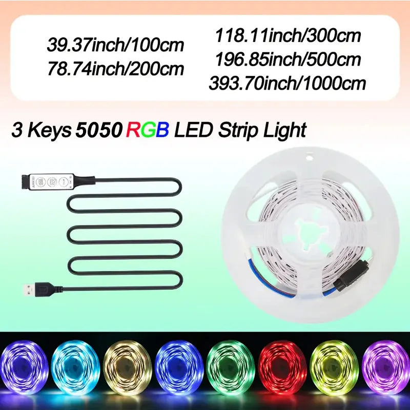 RGB 5050 Led Lights for TV 3 Key Control Led Strip USB 5V Ta