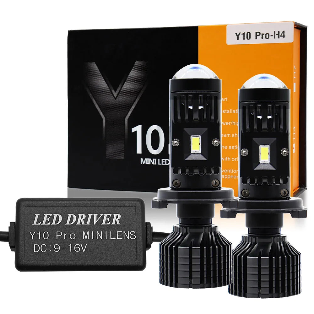 2PCS H4 H7 LED Projector Turbo Fan Car Headlight Mini Lens Y