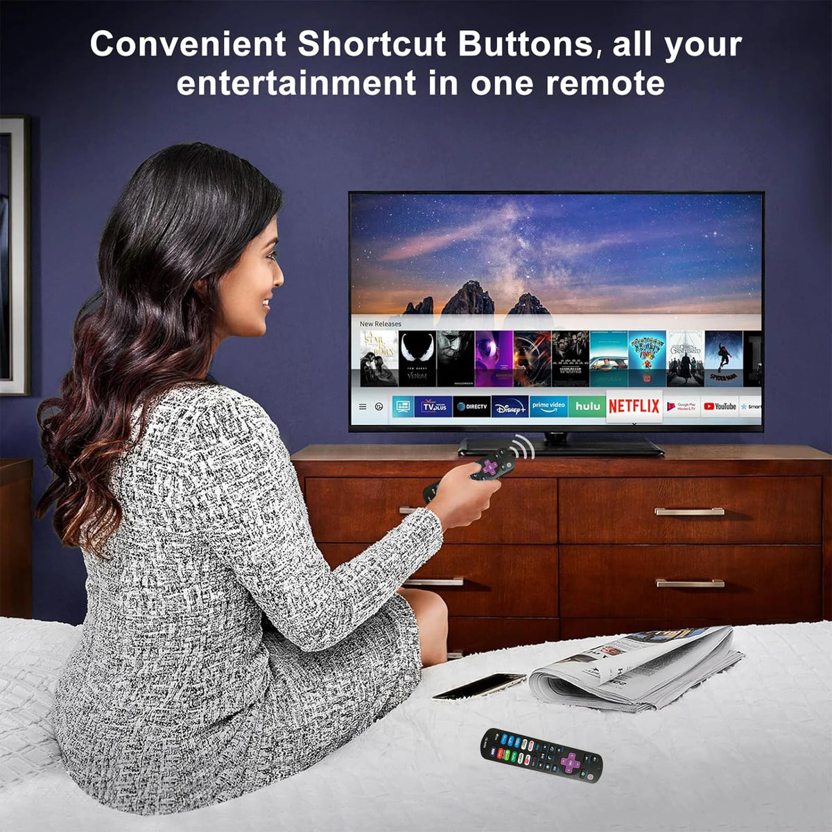 New Replacement Remote Control Fit for All Roku TV Compatibl