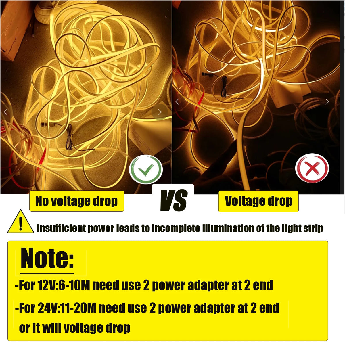 DC12V 24V COB Strip With 2PIN /DC Cable IP67 Waterproof Outd