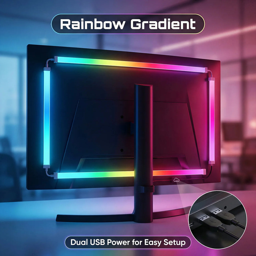 WACUAAO Next-Gen RGBIC PC Monitor Backlight - 360 4-Side Scr