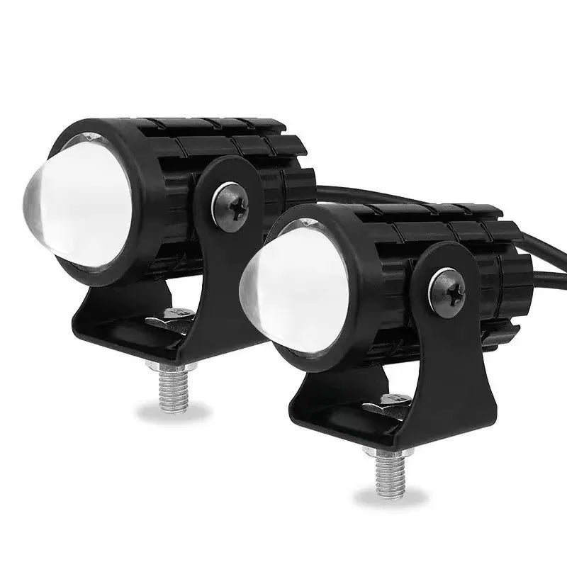 Motorcycle LED Headlight Bulbs Projector Lens Dual Color ATV
