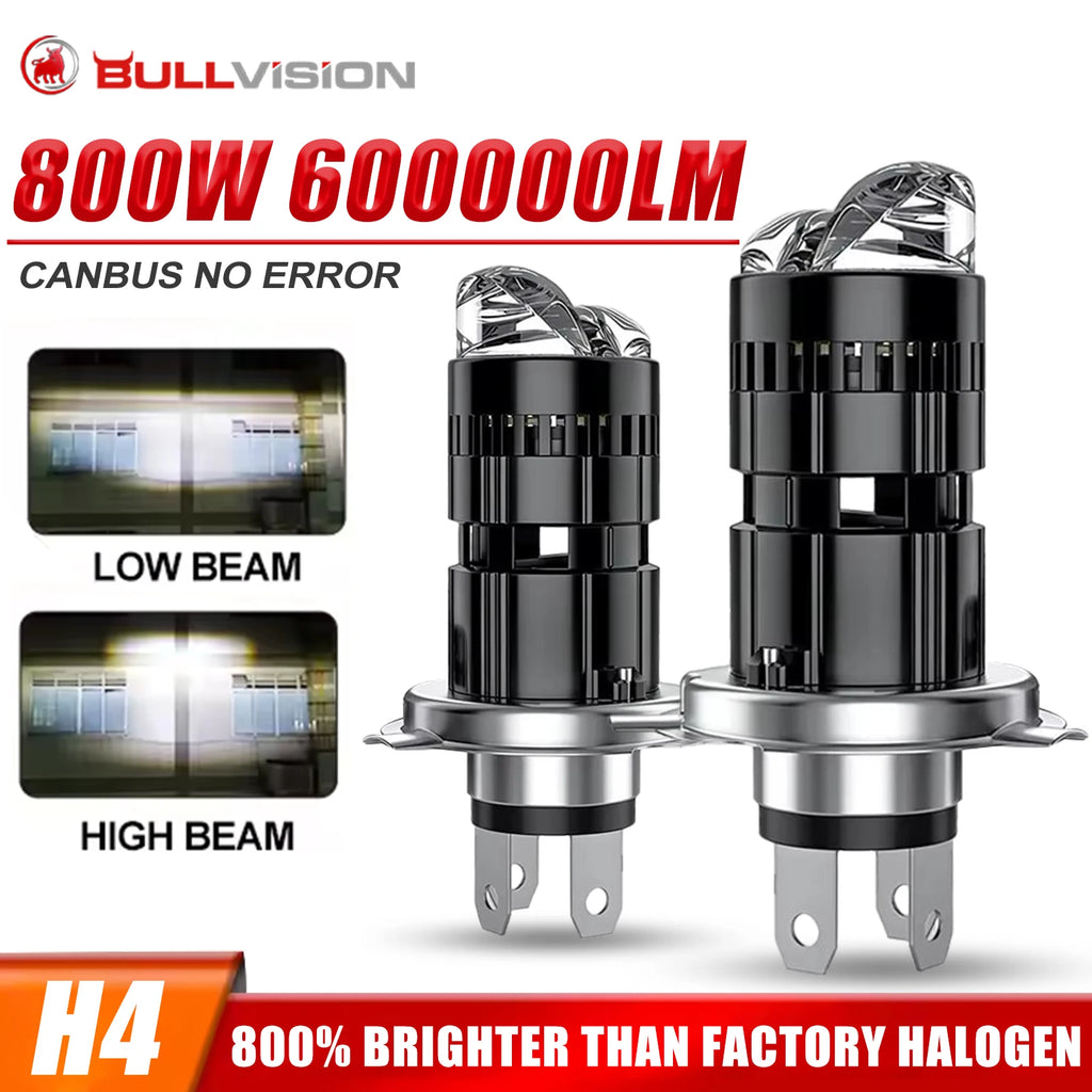 600000LM H4 LED Projector Lens Car Headlight Bulb Mini Bi LE