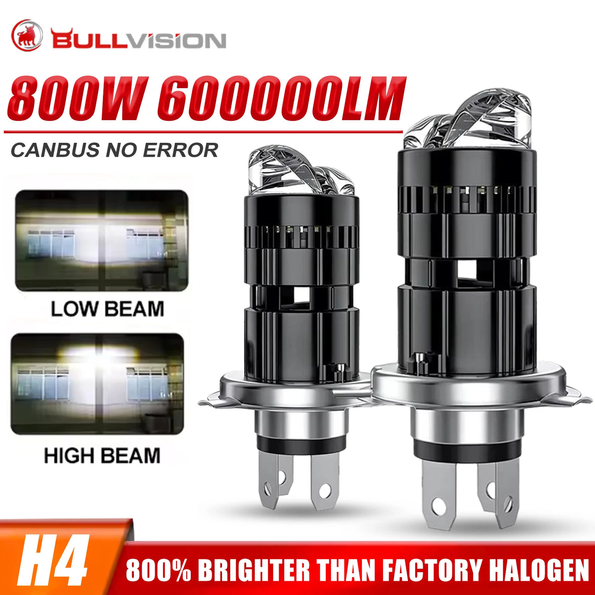 600000LM H4 LED Projector Lens Car Headlight Bulb Mini Bi LE