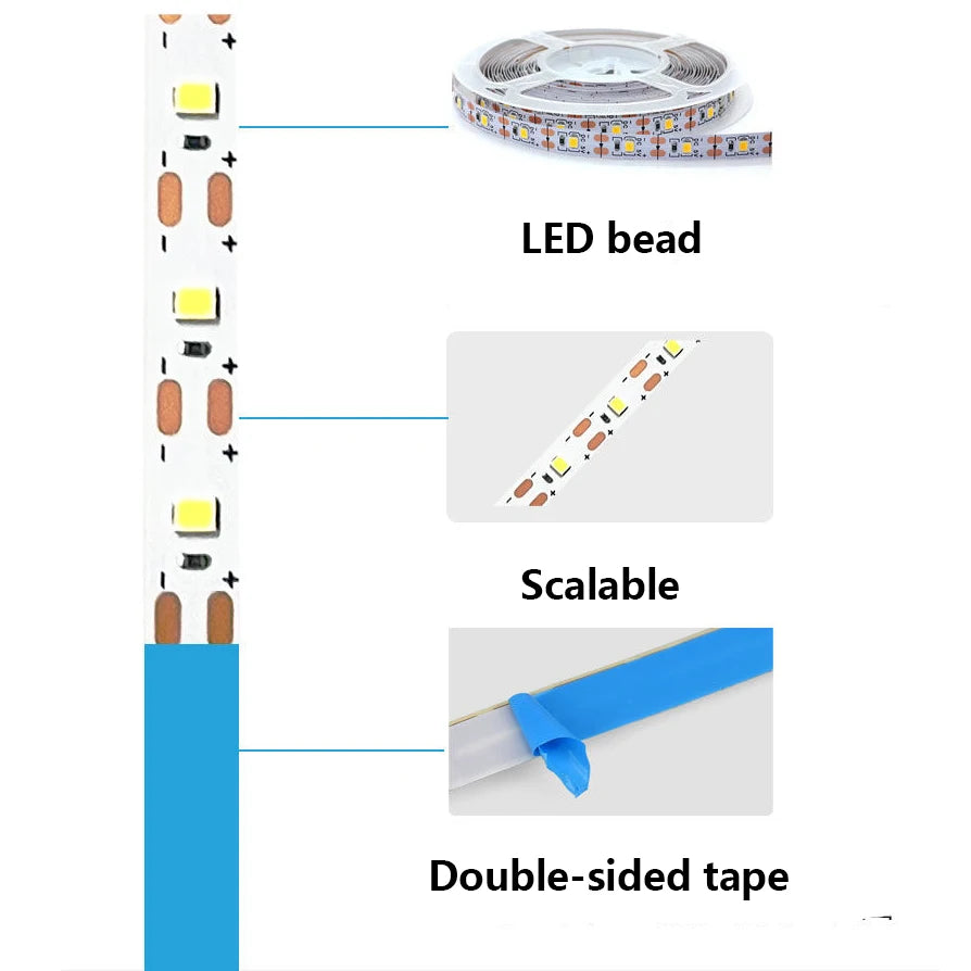 DC 5V USB LED Lights Strips 2835 White Warm White Strip LED 
