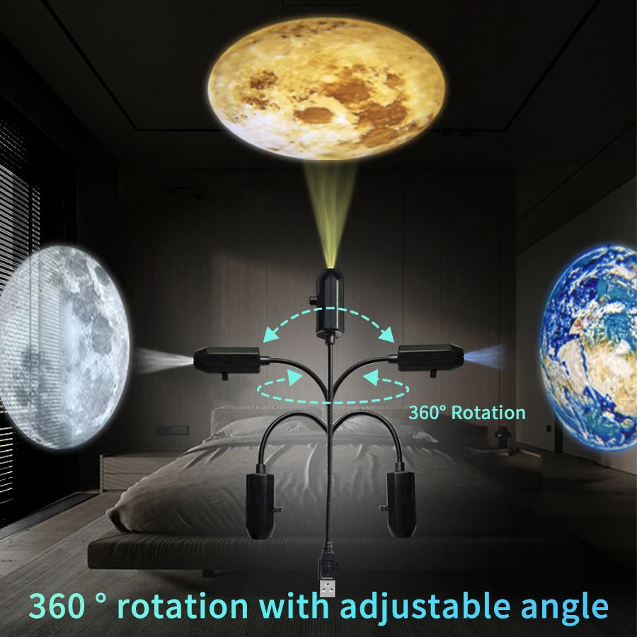 USB Planet Projector Lamp Galaxy Star Night Light 360 Rotate