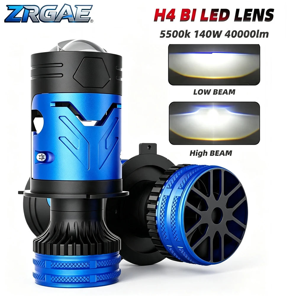 2Pcs H4 Bi Mini LED Projector Lens Car Bulb Headlight Turbo 