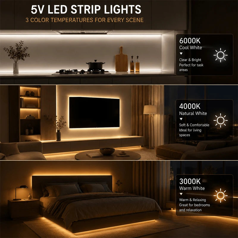 USB High Density COB LED Strip Touch Dimmer No Dark Spot Fle