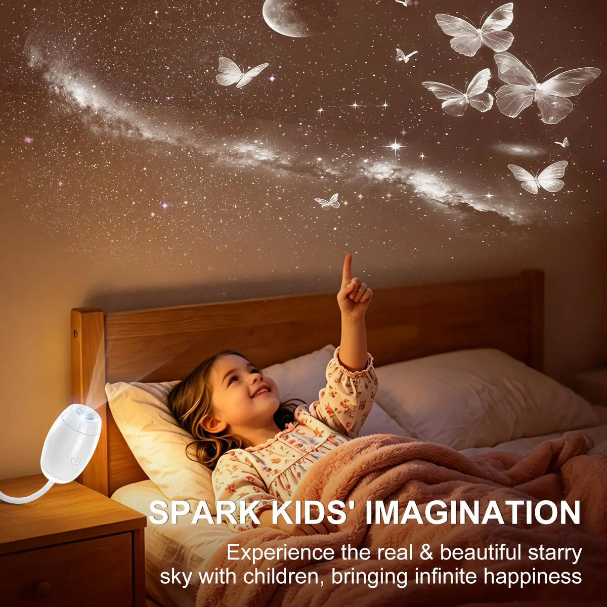 2 in 1 USB Projection Lamp Manual Focus Projector Light Car 