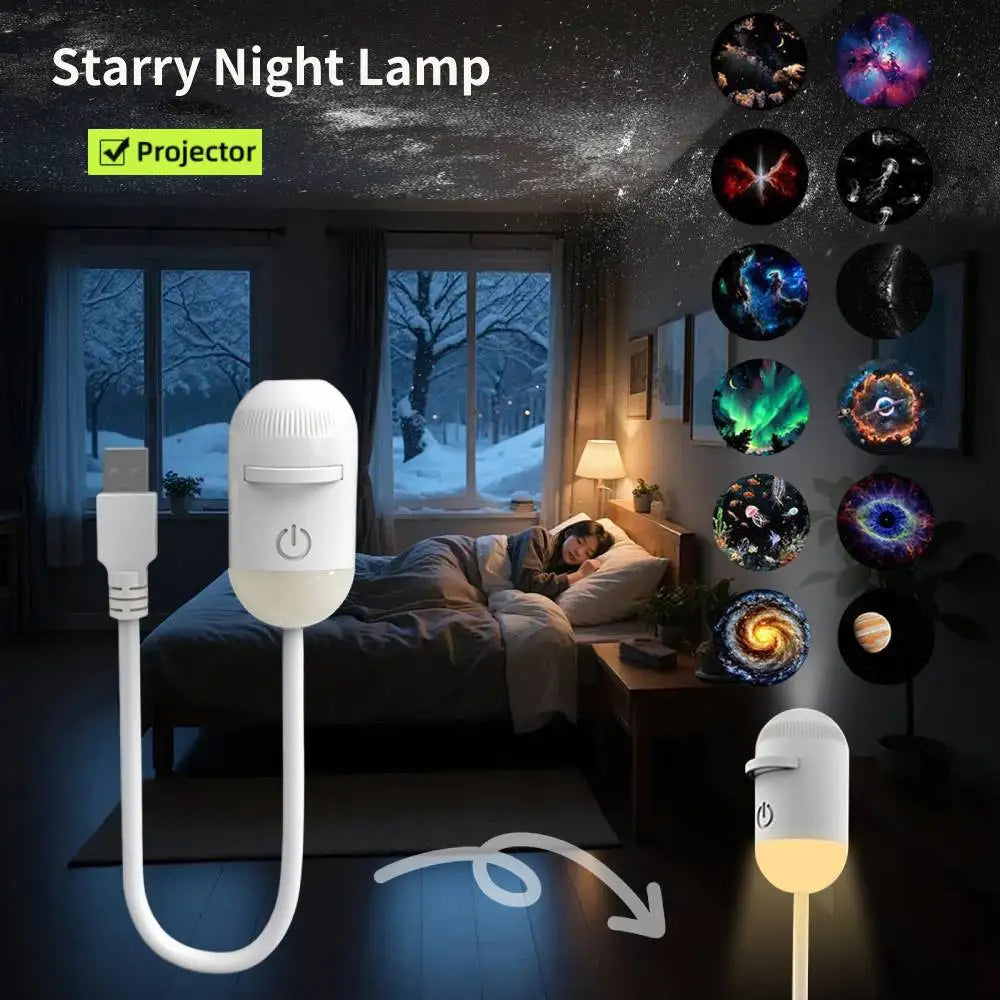 Mini Galaxy Star Projector Night Light Starry Sky Ambient La