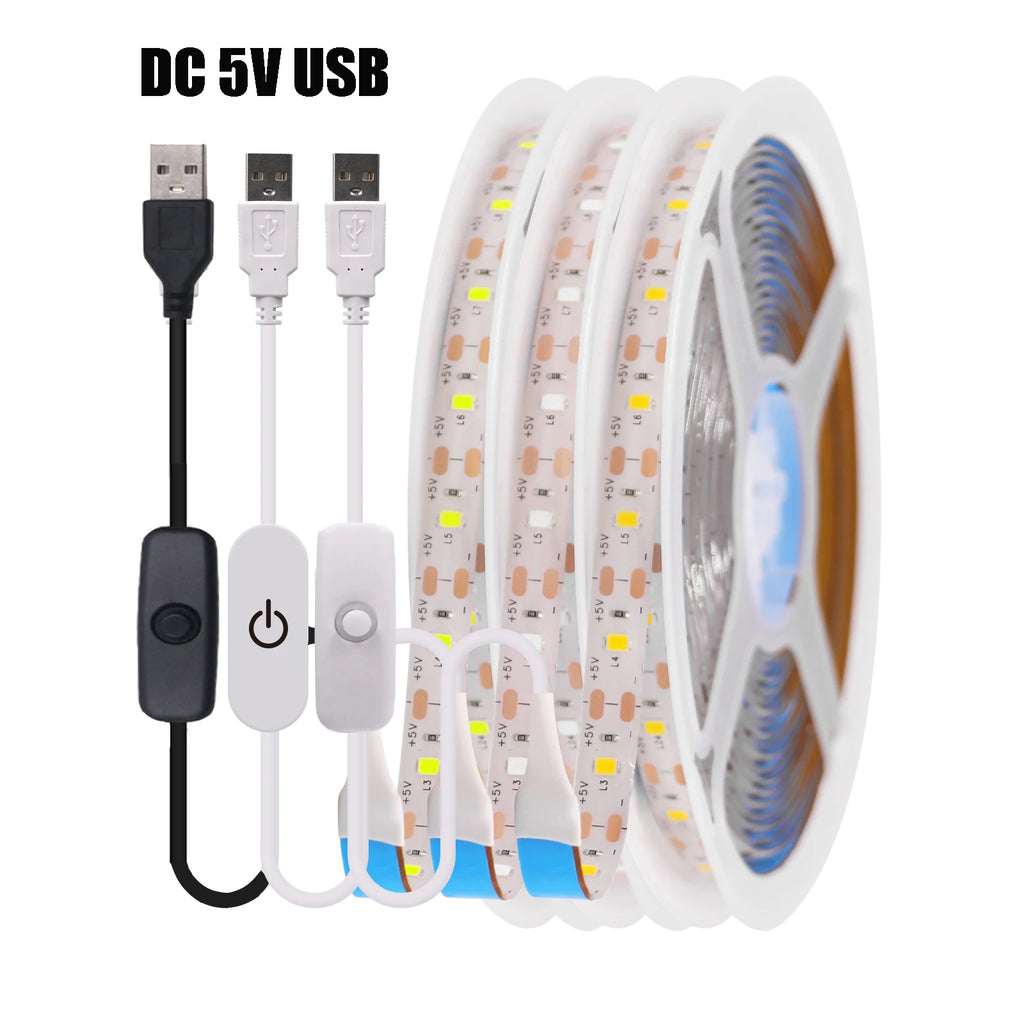 5V USB LED Strip Light with Dimmer Switch 2835 60LEDs Waterp