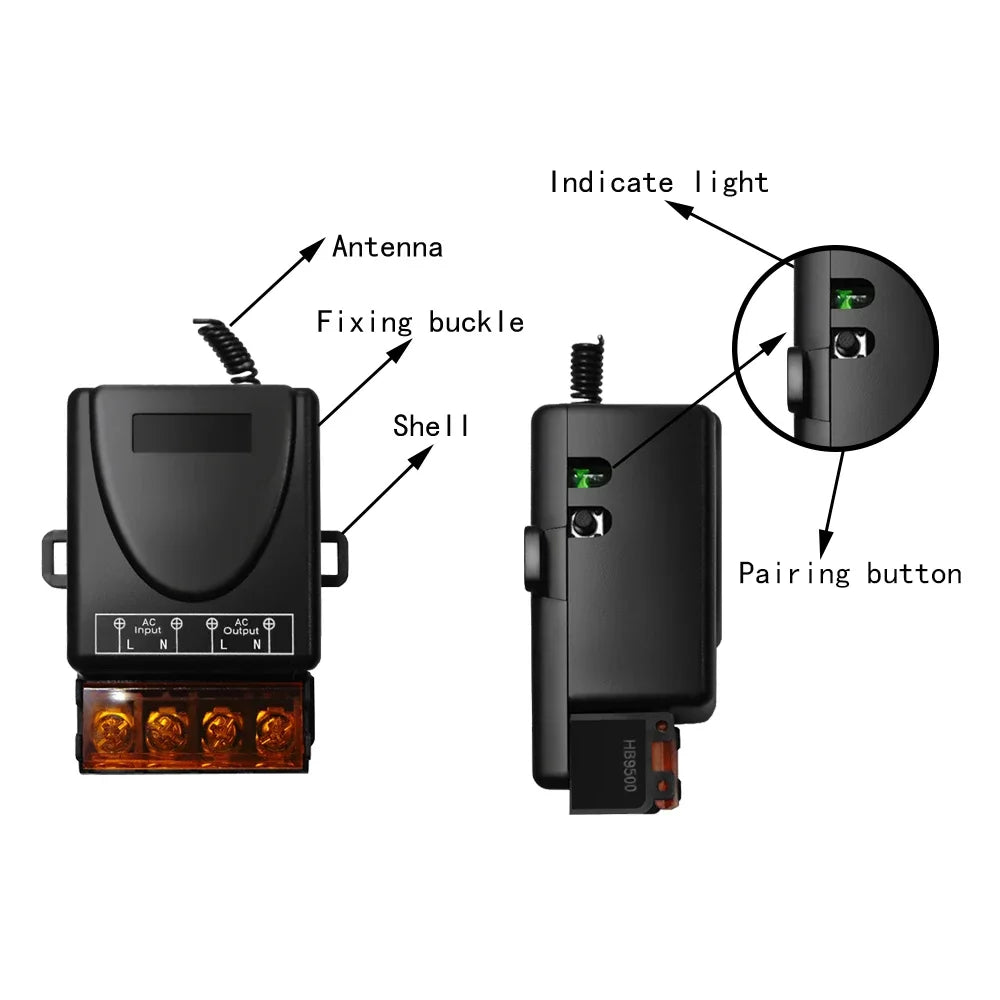 RF 433Mhz Wireless Remote Control Switch AC 72V-220V Relay M