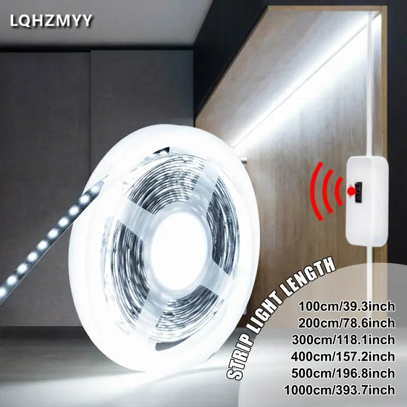 A 5V Low-Voltage Led Light Strip with Gesture Sensor Switch USB Interface Can Be Cut and Pasted onto Stairs Cabinets Mirror Backgrounds Picture Frames Kitchen and Bathroom Areas Bed Surrounds Space-Th