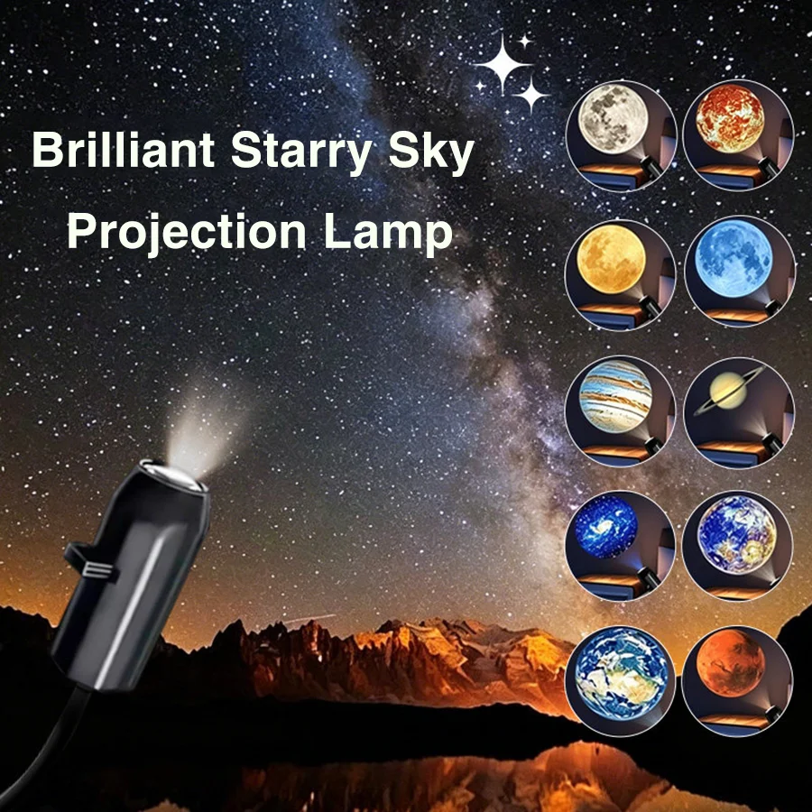USB Planet Projector Lamp Galaxy Star Night Light 360 Rotate
