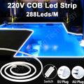 30m 50m LED COB Strip 220V 288LEDs/m COB Flexible Ribbon LED