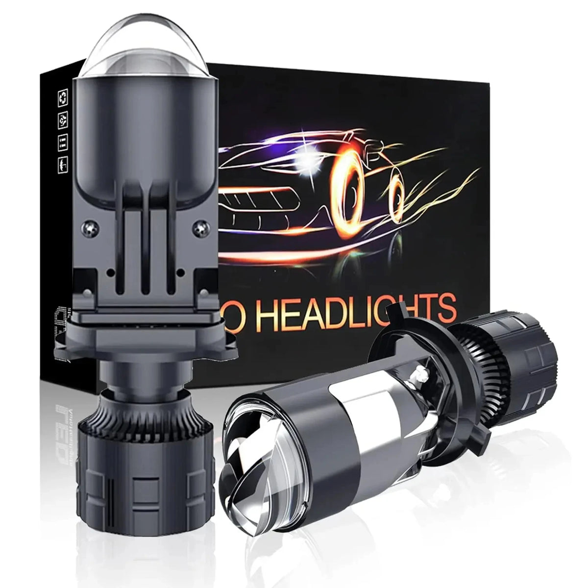 H4 Bi LED Projector Lens 160W 30000LM Plug&Play Mini Car Bul