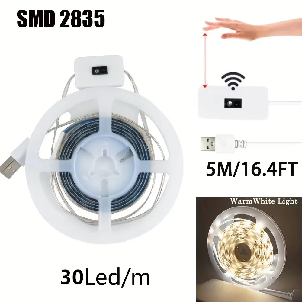 DC 5V USB Motion Backlight LED Light Strip Hand Sweep Waving ON OFF Sensor TV Kitchen Under Cabinet Lamp