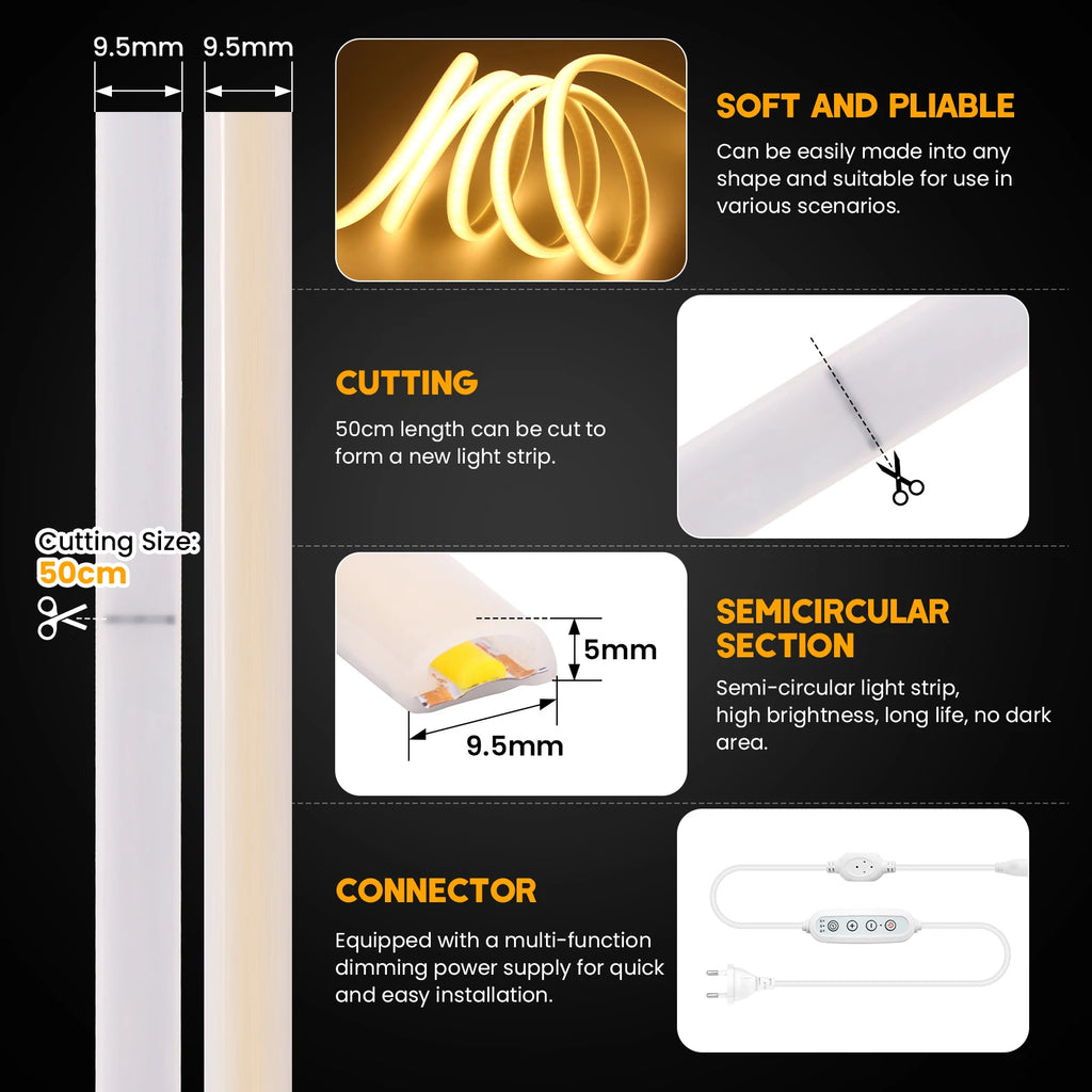 Dimmable Switch 220V COB LED Strip Neon Light Dimmer Power K