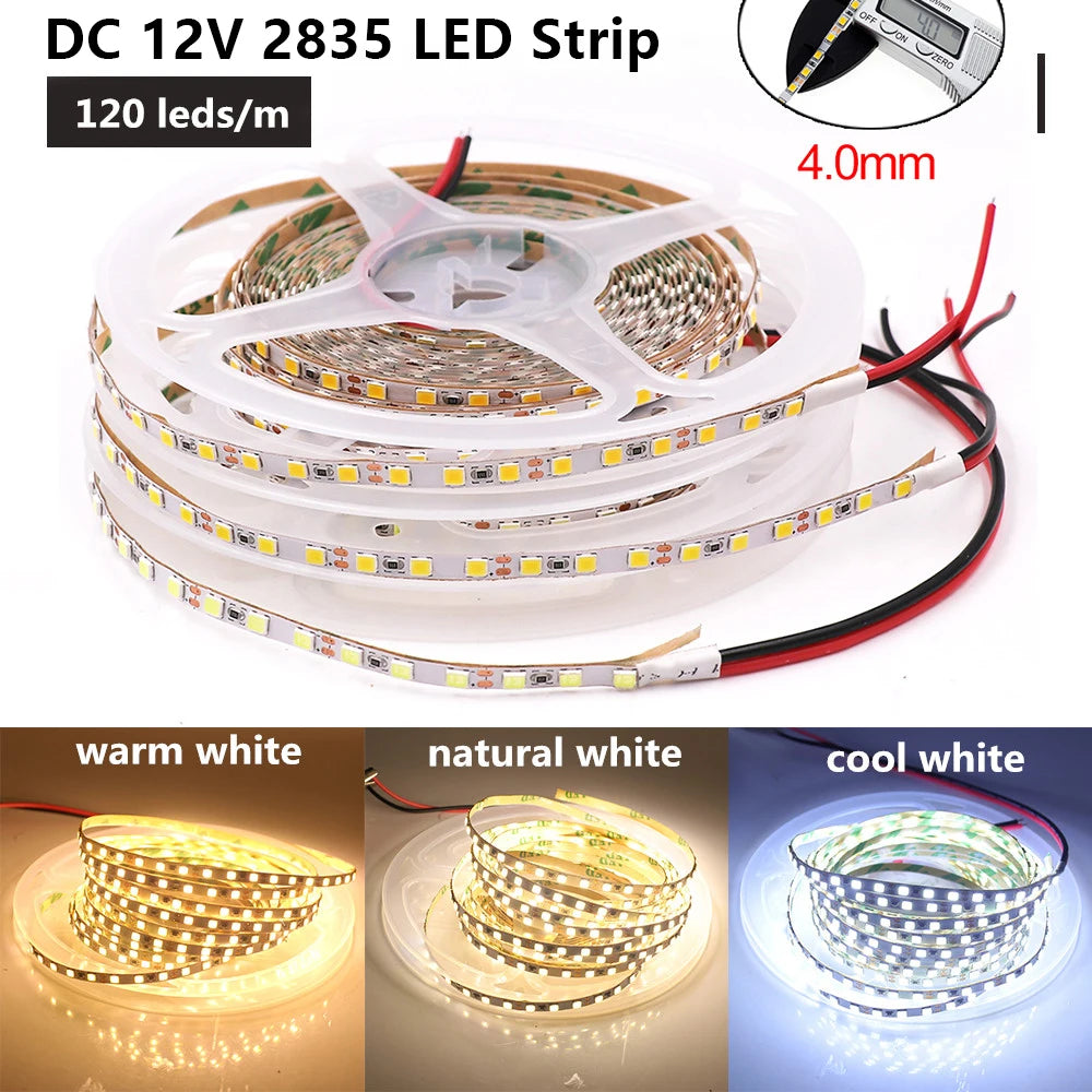 DC 5V 12V 24V Led Strip SMD 2835 120 180 240 LEDs/m Diode Ta