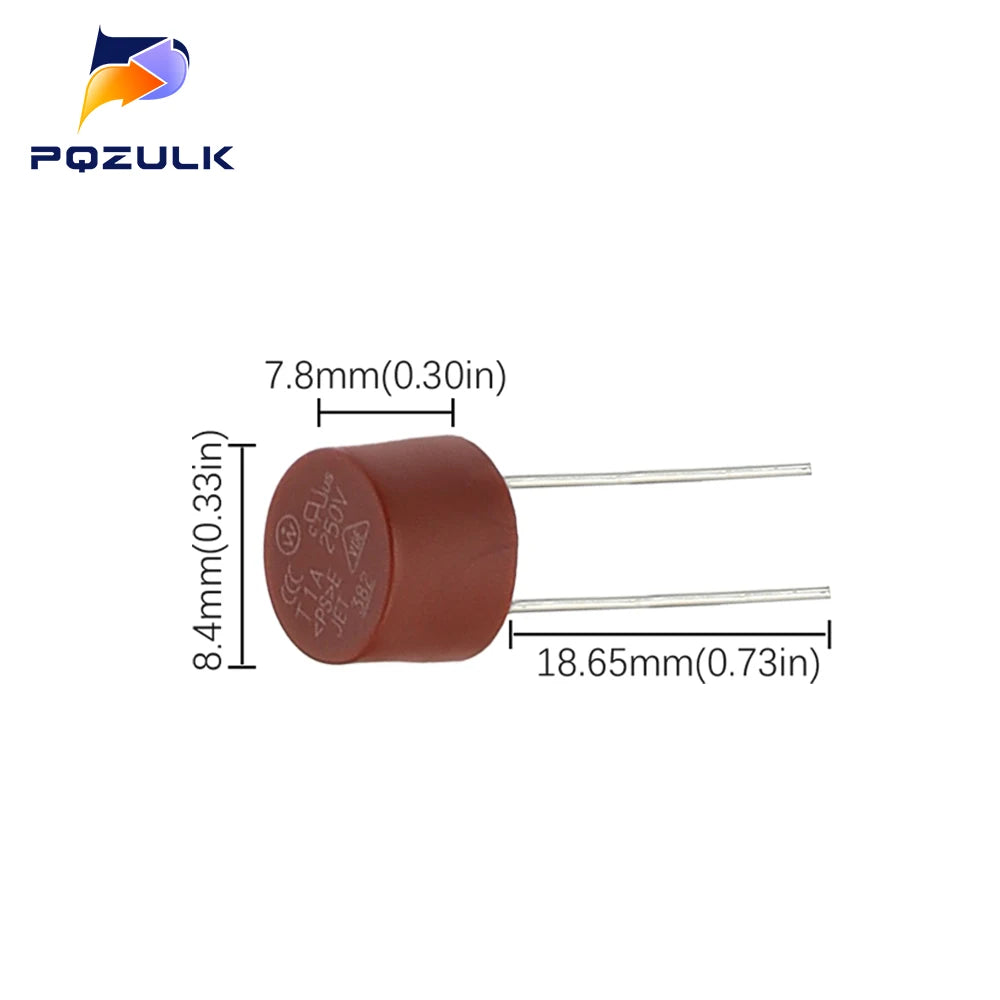 20PCS Cylindrical Fuses T0.5A 500mA 1A 1.6A 2A 2.5A 3.15A 4A