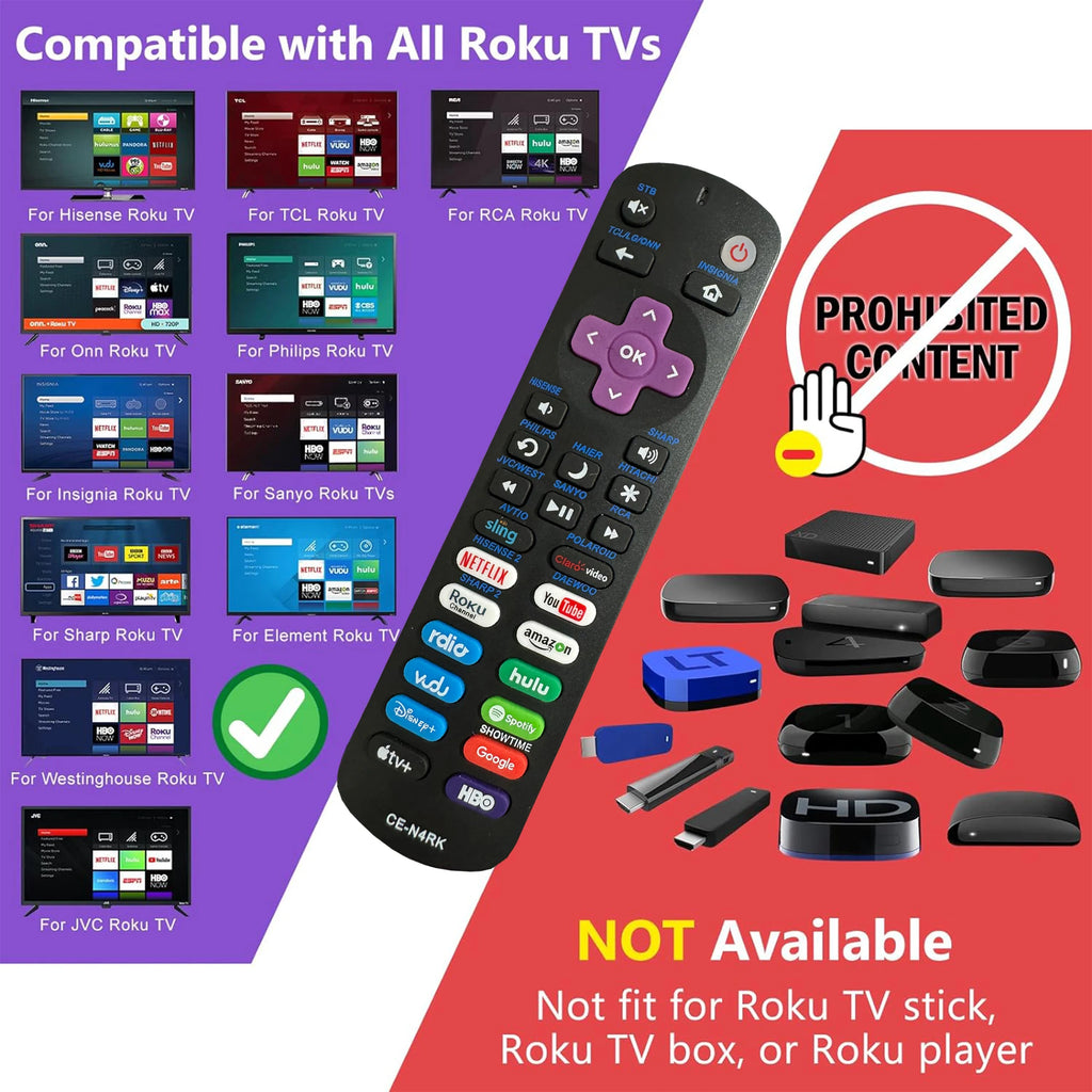 New Replacement Remote Control Fit for All Roku TV Compatibl