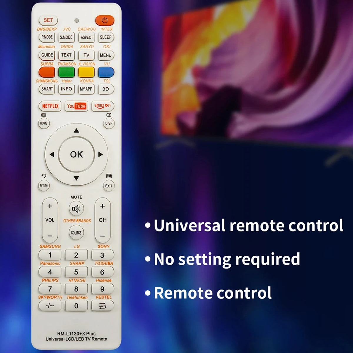 Universal RM-L1130+X Replacement Remote Control for Televisi