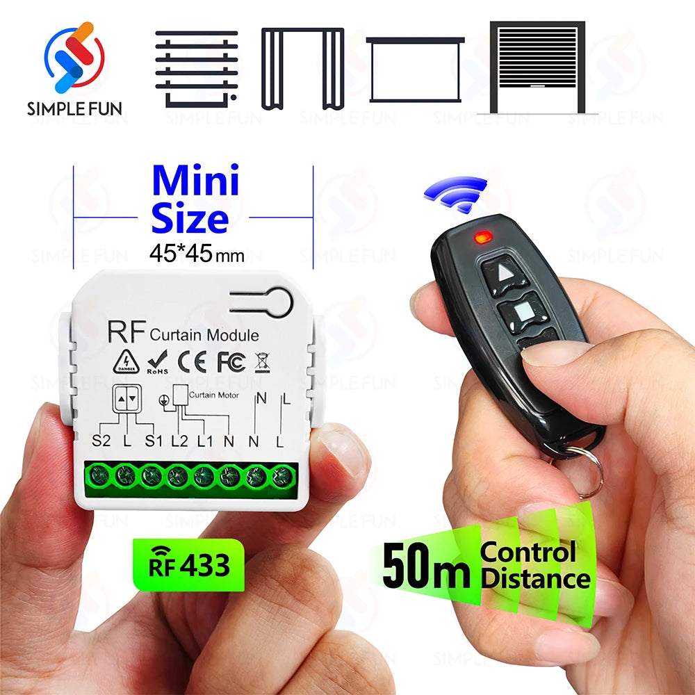 433Mhz 110V 220V Curtain Roller Shutter Wireless Switch and 