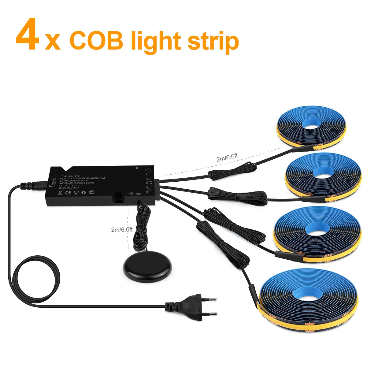 12V Acoustic Wall Panel Decor Lamp More Covert Dimmable Black PCB COB Light Strip With Touch Swtich For TV Cabinet Backlight