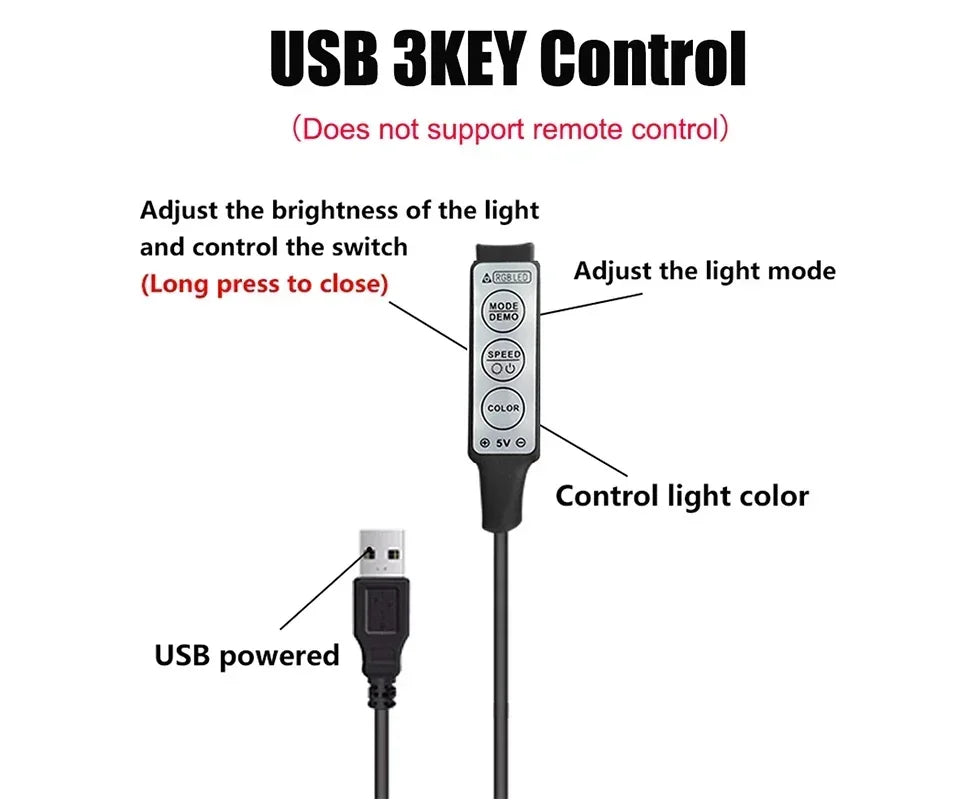 5V LED Strip USB Bluetooth 3 24 44 Keys RGB Controller IR Re