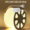 LED Strip Brightness Waterproof COB LED Strip 220V Flexible 