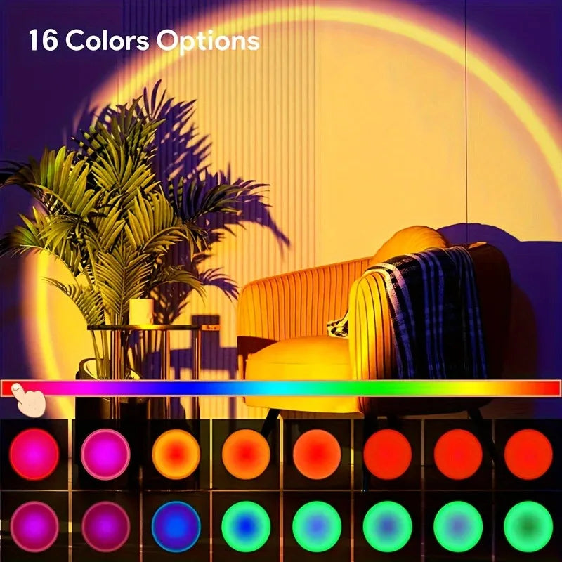 1pc Vibrant Sunset Projection Light - 16-Color Spectrum USB 