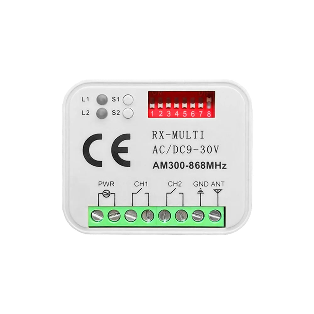 Remote Switch Receiver 433MHz 868MHz 390 MHz RX Multi-Frequency Receiver AC/DC 9-30V 300-868MHz Garage Door Water Pump Control