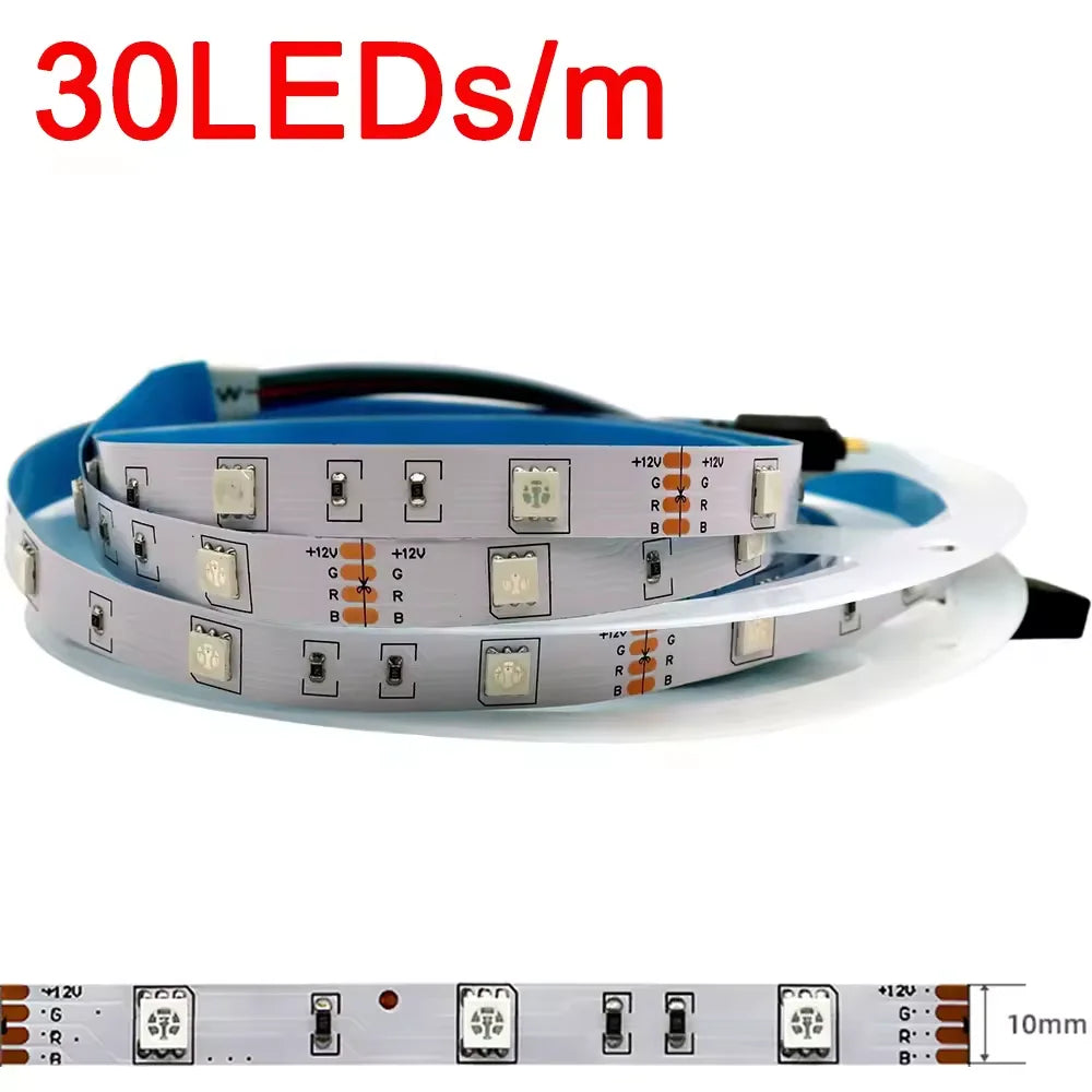 DC12V RGB LED Light Strip 5m One Roll SMD5050 30/60LED/M IP65 Waterproof Under Cabinet Light for Room Kitchen Decor TV Backlight
