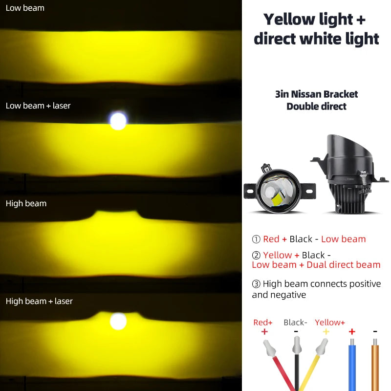 3.0Inch Led Projector Laser Lens Fog Lamp White Light 6000K 4300K H11 HB3 9005 Led Canbus Car Headlight Bulb Bi-led Fog Lights