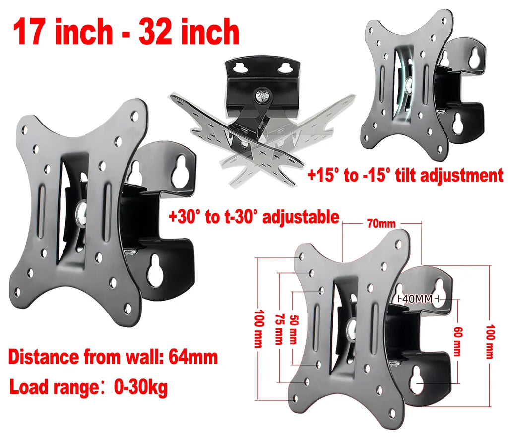 7-32 Inch TV Mount Wall Mount Snap Fasterner Flat Bracket Universal Metal Tablet Holder LCD LED Monitor TV Frame VESA 75/100mm
