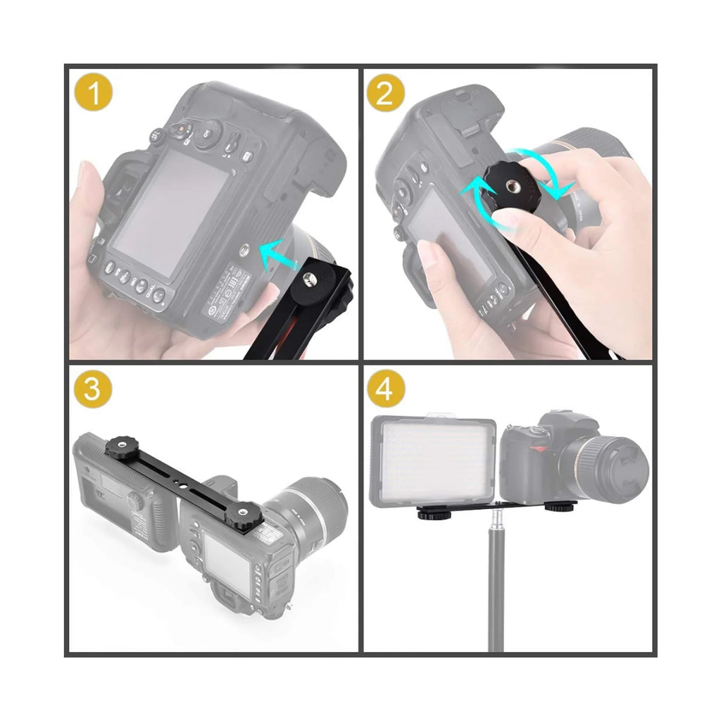 Dual Camera Mount Tripod Bracket Camera Flash Brackets Exten