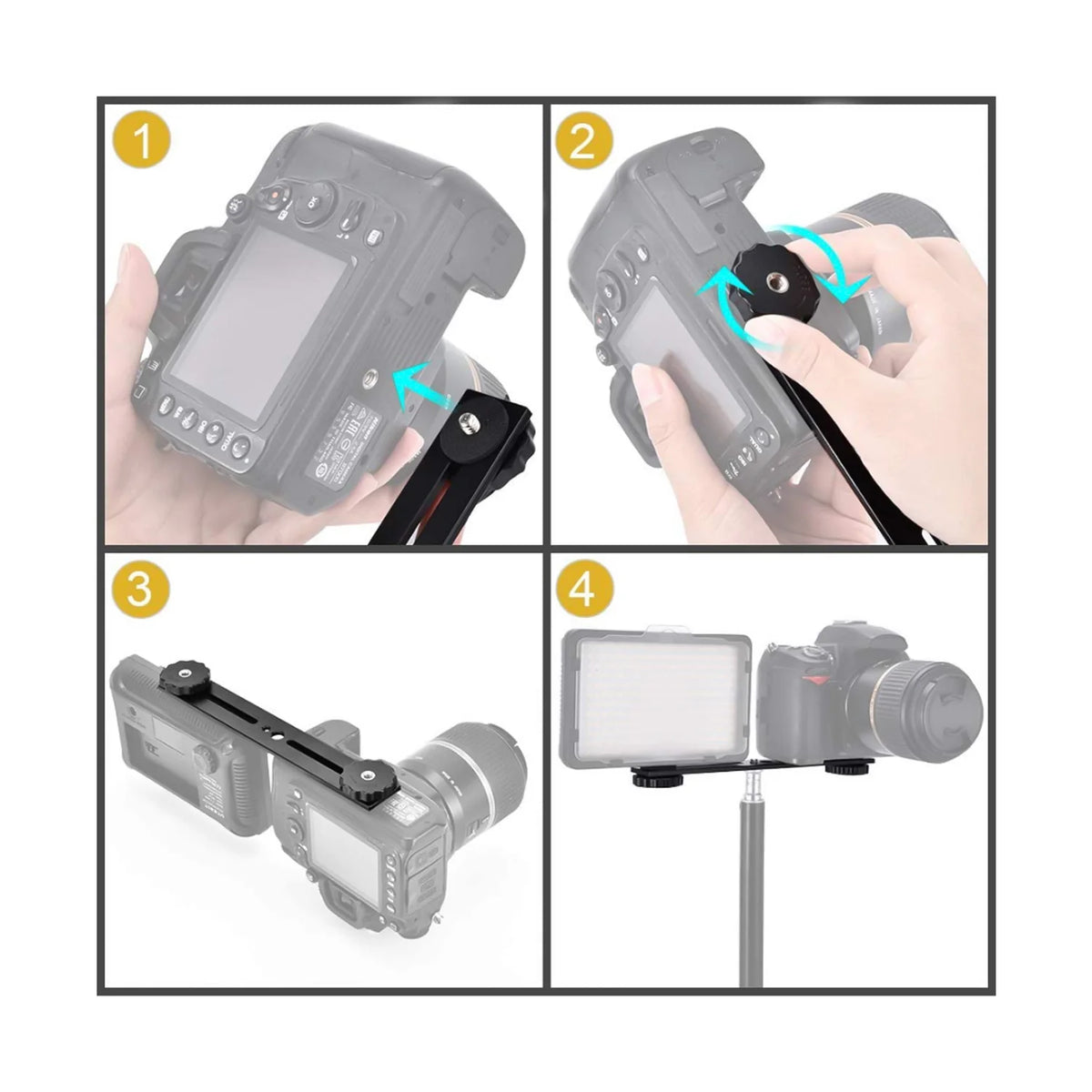 Dual Camera Mount Tripod Bracket Camera Flash Brackets Exten