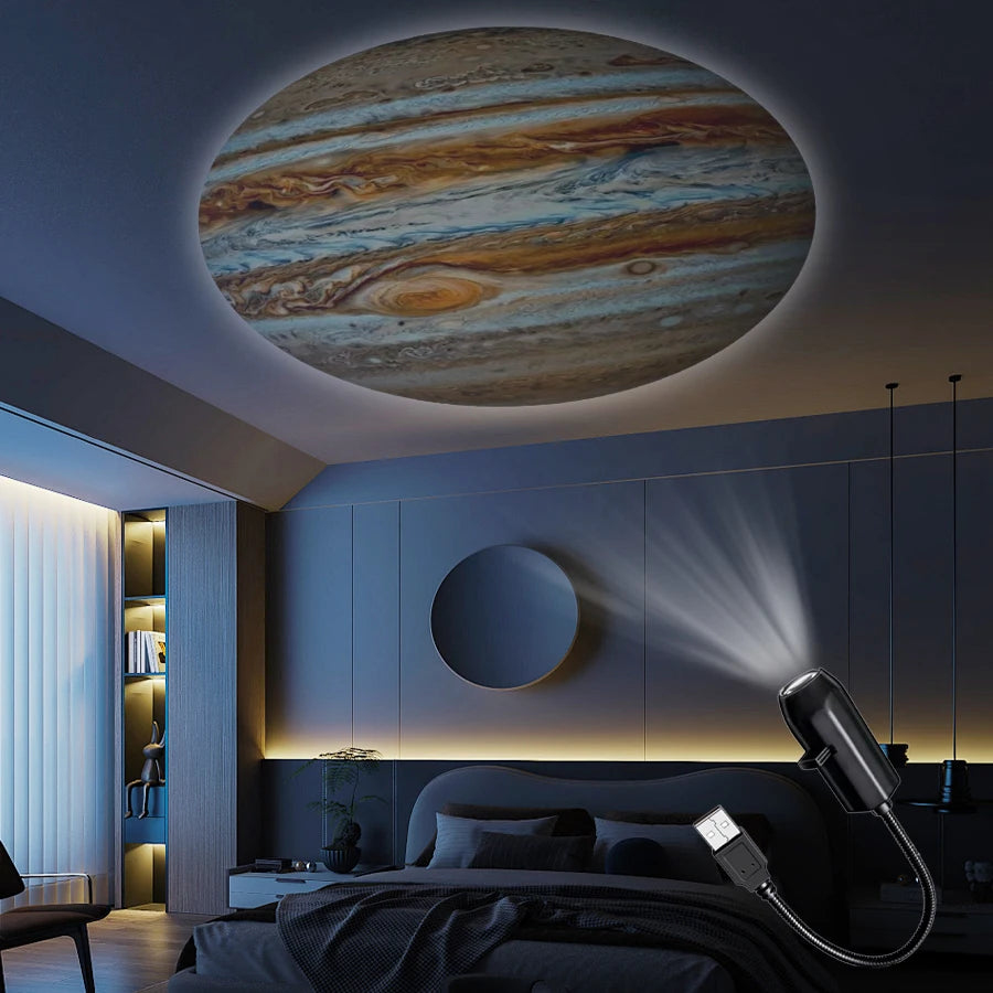 USB Planet Projector Lamp Galaxy Star Night Light 360 Rotate