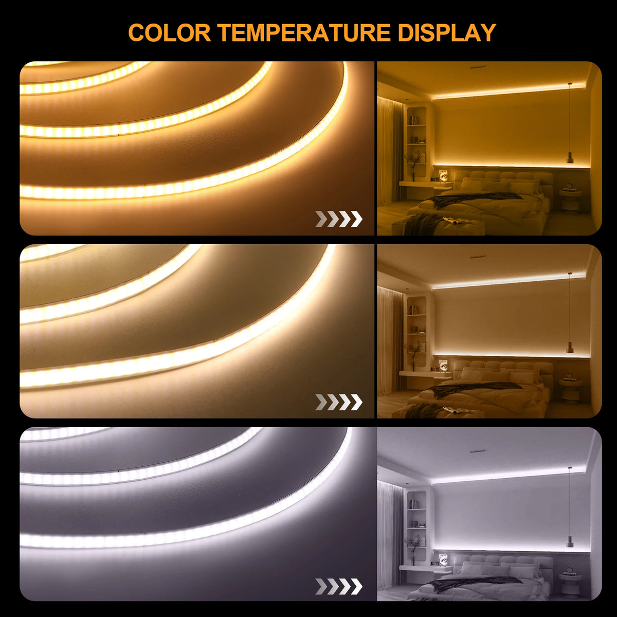3MM 5MM 8MM COB LED Strip DC 5V/12V/24V High Density Flexibl