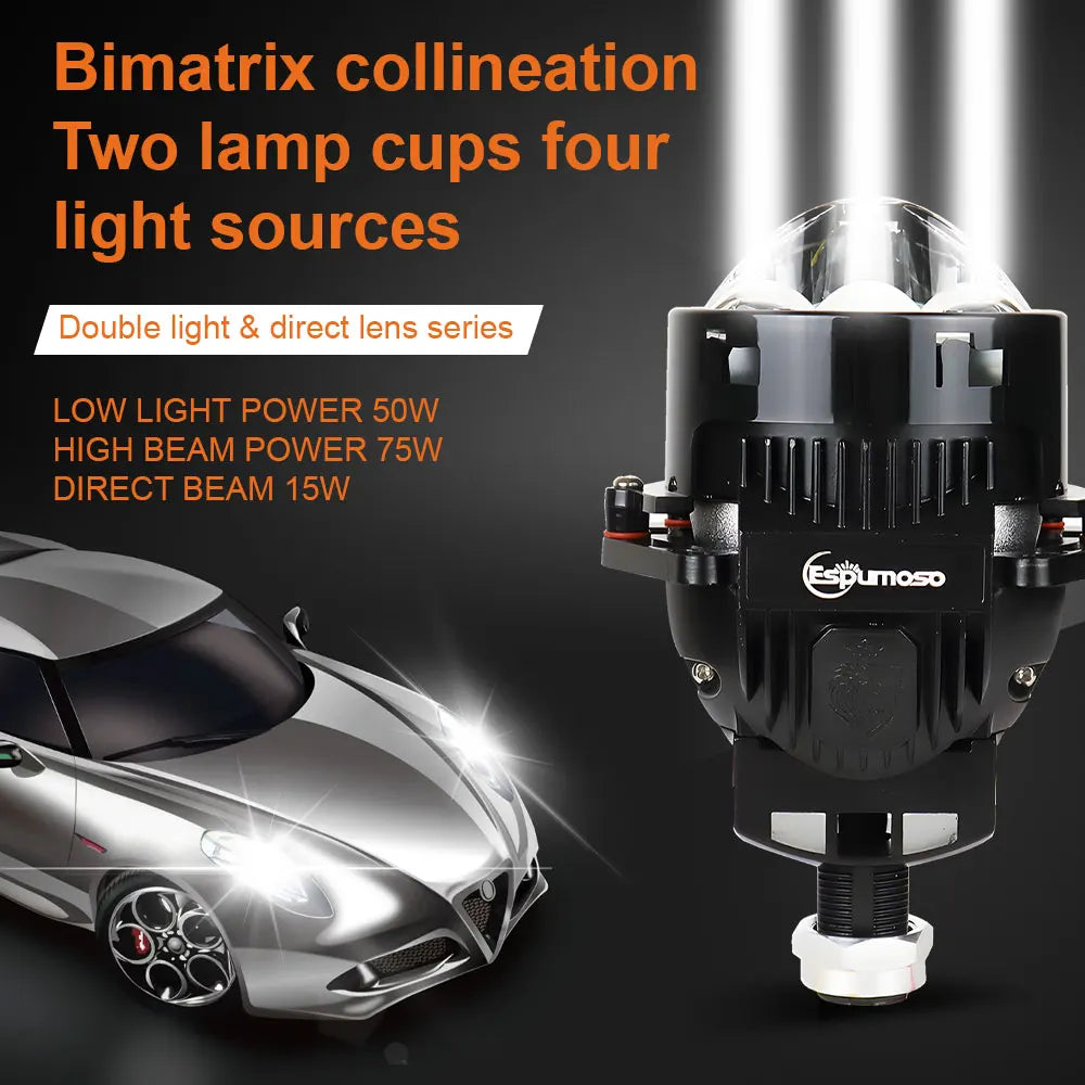 3Inch Bi LED Laser Projector Headlight Bulb H4 9005 9006 H7 