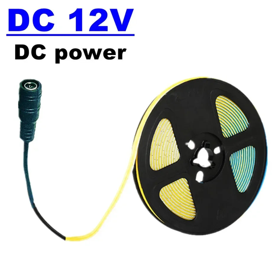 LED Strip DC 5V/12V USB COB 5mm 400Leds/M Flexible Ribbon Rope White Ice Blue Neutral Warm Night Lamp TV Backlight