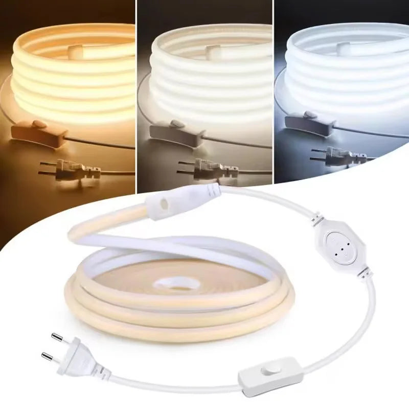 110V 220V Cob LED Strip Light Super Bright Waterproof With E