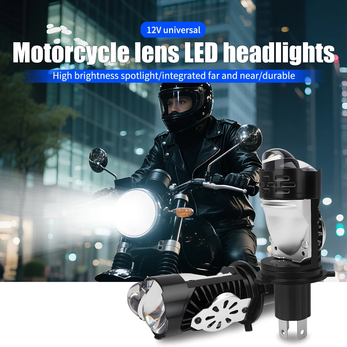 2x H4 LED Motorcycle Headlight Bulbs Super Bright Spotlight 