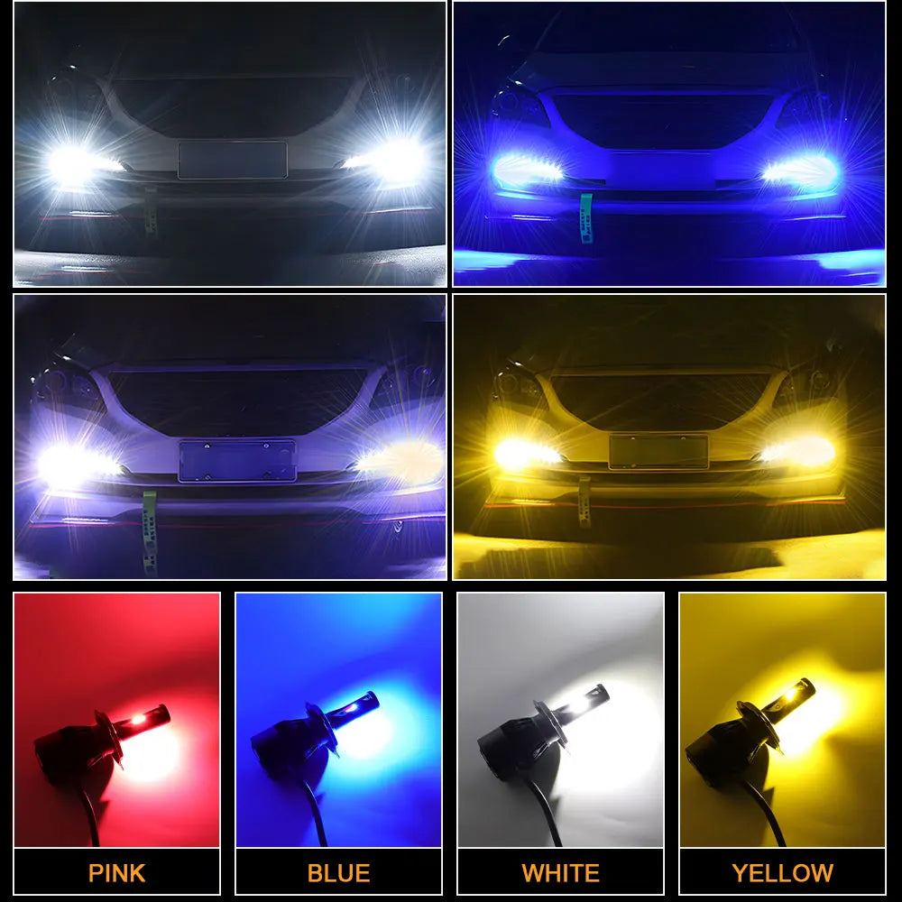 H4 LED 4 Color Flash Headlight H1 H7 LED Projector H8 H11 HB